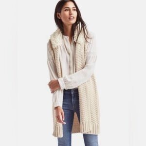 GAP Shearling Knit Longline Wool Alpaca Sweater Vest Cream